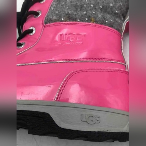 UGG Women Butte II 1019209K Pink Leather Lace Up Rain Snow Winter Boots Size 6 - Picture 2 of 10